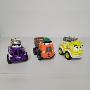 Tonka Chuck & Friends Lot 3 Diecast Trucks Purple Tow Orange Dump Yellow CAF